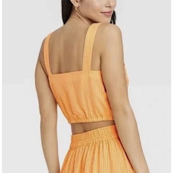 A New Day Womens Size XL Tie-Front Apron Style Tank Top Linen Blend Orange​ - Picture 2 of 9